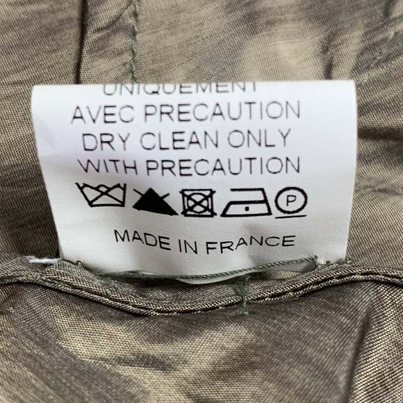 LANVIN 2011 Green Olive Polyester Silk Marbled Double Breasted Trench Coat - Picture 7 of 7